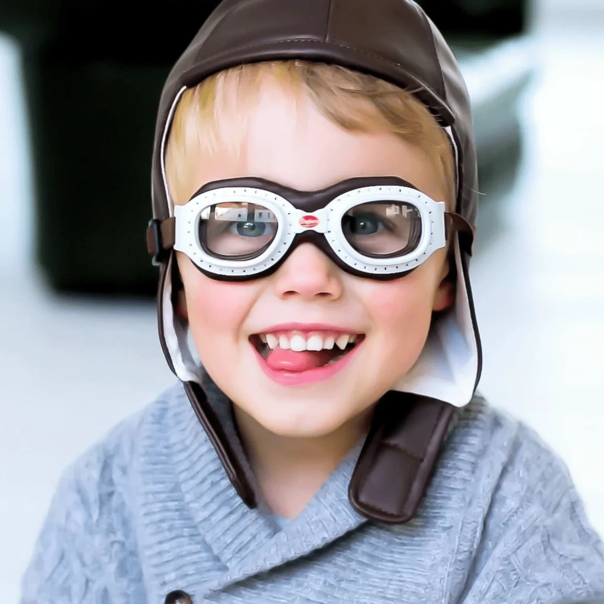 Kids Baghera Leather Racing Cap & Goggles Set 3 Kids Baghera Leather Racing Cap & Goggles Set