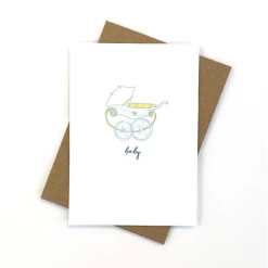 Candle Bark Greeting Card Sketched Pram