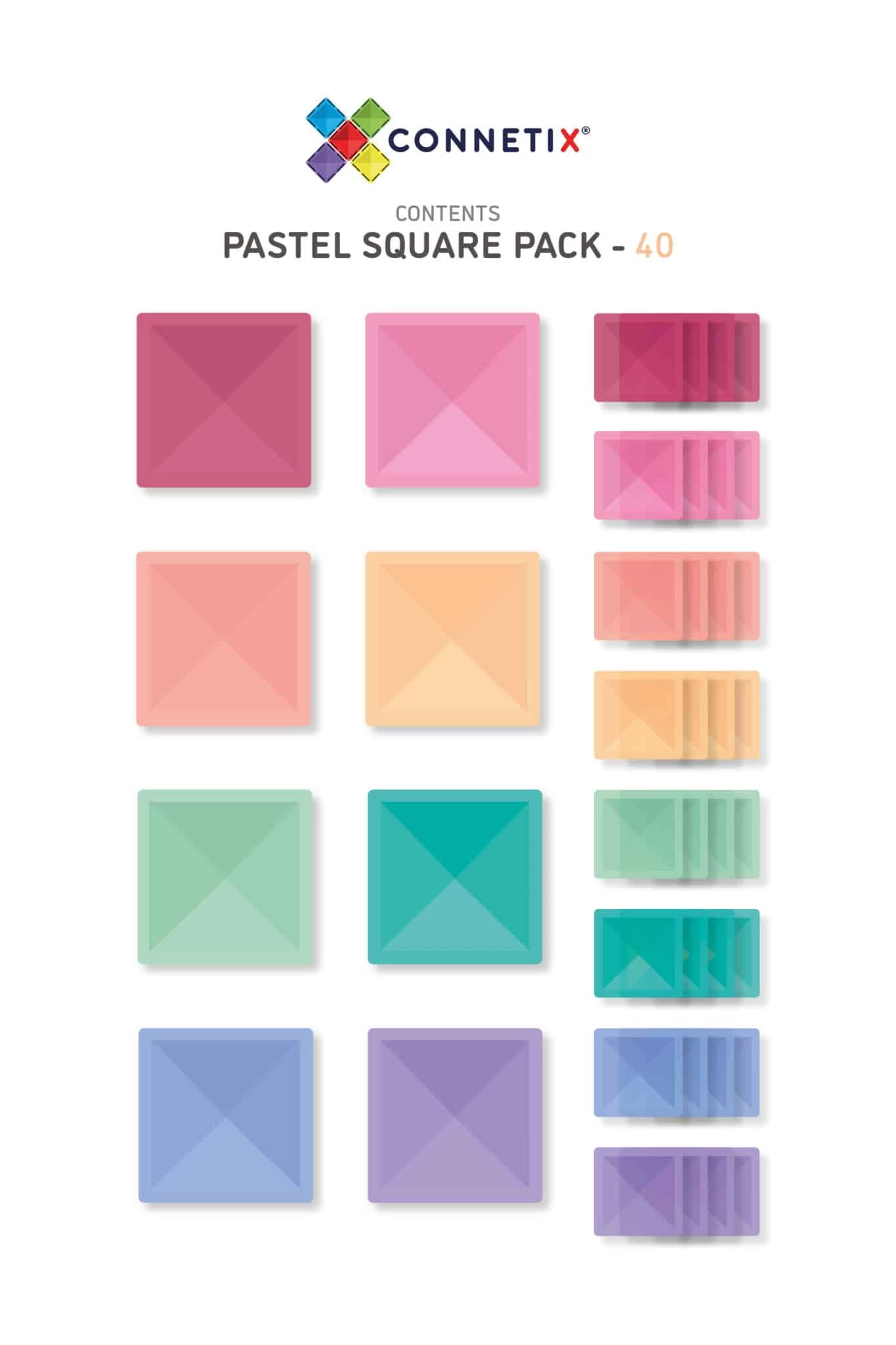 Connetix Tiles 40 Piece Pastel Square Pack 4 Connetix Tiles 40 Piece Pastel Square Pack - Image 2