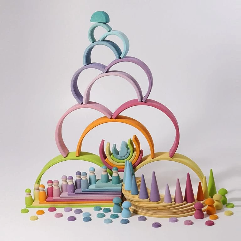 Grimm's - Pastel Large Rainbow Stacker - 12pcs 19 Grimm's - Pastel Large Rainbow Stacker - 12pcs - Image 17