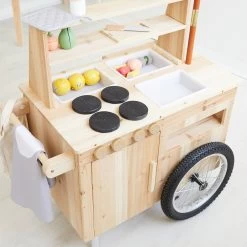 Outdoor Mud Kitchen Cart With Umbrella -Kids Toy Shop hipkids 2 in 1 outdoor cart mud kitchen with umbrella 31917279510662