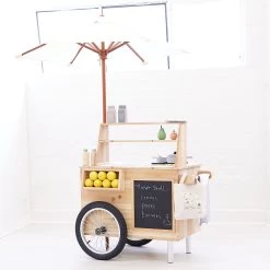 Outdoor Mud Kitchen Cart With Umbrella -Kids Toy Shop hipkids 2 in 1 outdoor cart mud kitchen with umbrella 31971432104070