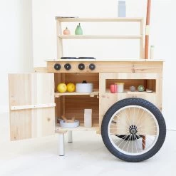 Outdoor Mud Kitchen Cart With Umbrella -Kids Toy Shop hipkids 2 in 1 outdoor cart mud kitchen with umbrella 31971435774086