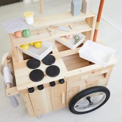 Outdoor Mud Kitchen Cart With Umbrella -Kids Toy Shop hipkids 2 in 1 outdoor cart mud kitchen with umbrella 31971437674630