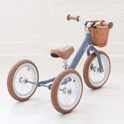 2 In 1 Steel Trike/Balance Bike (incl. Wicker Basket) -Kids Toy Shop hipkids 2 in 1 steel trike balance bike incl wicker basket 33128318632070