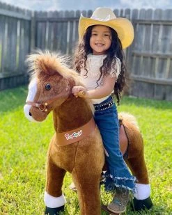 Brown Ride On Walking Toy Horse Pony -Kids Toy Shop hipkids brown ride on walking toy horse pony 33033162686598