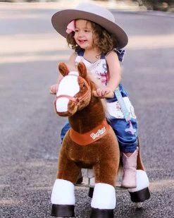 Brown Ride On Walking Toy Horse Pony -Kids Toy Shop hipkids brown ride on walking toy horse pony small 29045959819398