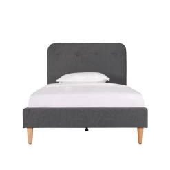 HARLOW Upholstered Bed Ash Grey - Linen Fabric -Kids Toy Shop hipkids harlow upholstered bed ash grey linen fabric 32442468040838