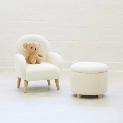 Haven Teddy Boucle Footstool / Ottoman -Kids Toy Shop hipkids haven boucle footstool ottoman 32172838453382