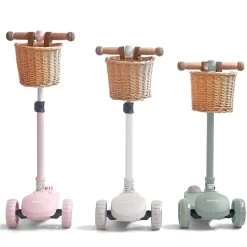 HipKids 3 Wheel Scooter W/ Wicker Basket -Kids Toy Shop hipkids hipkids 3 wheel scooter w wicker basket 31948967641222