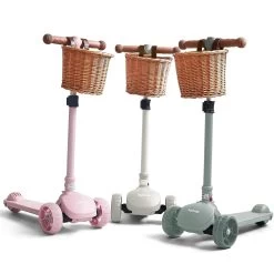 HipKids 3 Wheel Scooter W/ Wicker Basket -Kids Toy Shop hipkids hipkids 3 wheel scooter w wicker basket 31948967739526