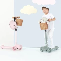 HipKids 3 Wheel Scooter W/ Wicker Basket -Kids Toy Shop hipkids hipkids 3 wheel scooter w wicker basket 31948973441158