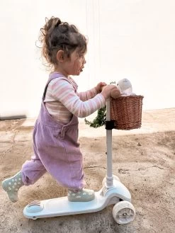 HipKids 3 Wheel Scooter W/ Wicker Basket -Kids Toy Shop hipkids hipkids 3 wheel scooter w wicker basket 33174504898694