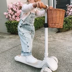 HipKids 3 Wheel Scooter W/ Wicker Basket -Kids Toy Shop hipkids hipkids 3 wheel scooter w wicker basket 33174506602630