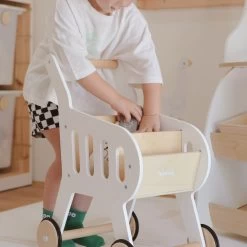 HipKids Wooden Shopping Trolley White -Kids Toy Shop hipkids hipkids wooden shopping trolley white 32065355317382