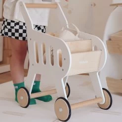 HipKids Wooden Shopping Trolley White