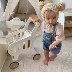 HipKids Wooden Shopping Trolley White -Kids Toy Shop hipkids hipkids wooden shopping trolley white 32065367801990