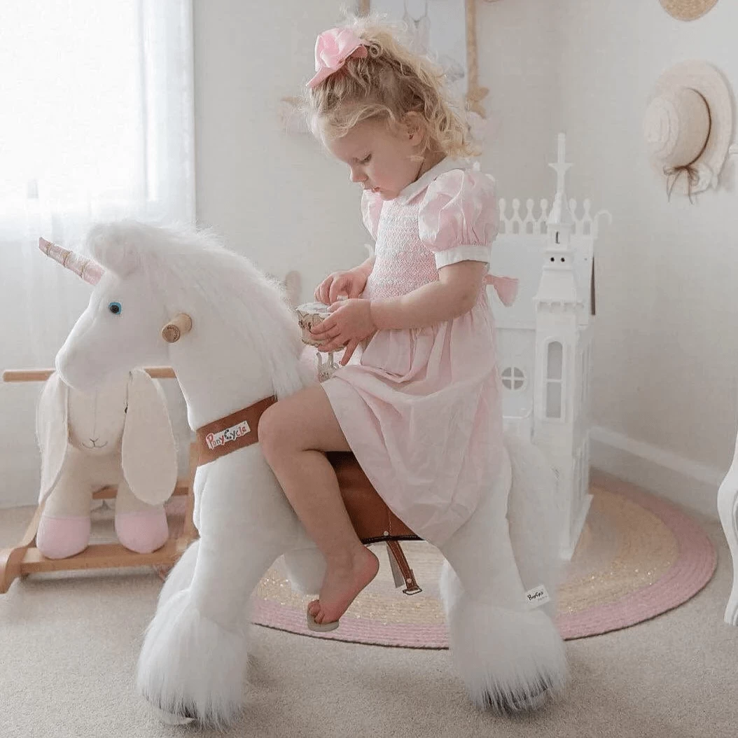 White Ride On Walking Toy Horse Unicorn 11 White Ride On Walking Toy Horse Unicorn - Image 9