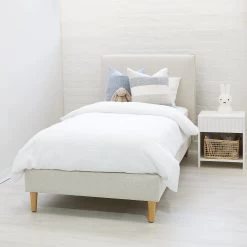 Willow Upholstered Bed Nordic Latte -Kids Toy Shop hipkids willow upholstered bed nordic latte 31726165065862