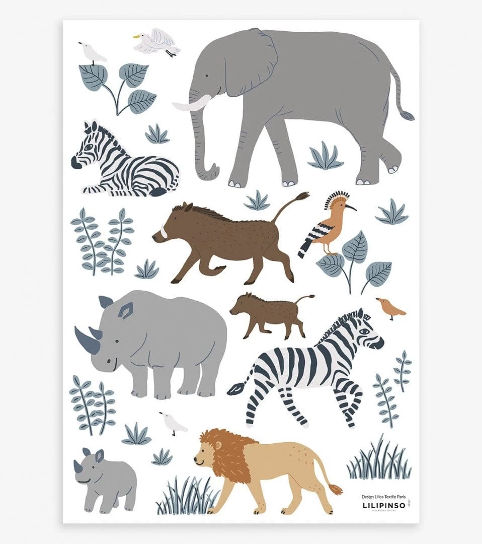 LILIPINSO Wall Decals A3 Savannah: Elephant Zebra Lion 3 LILIPINSO Wall Decals A3 Savannah: Elephant Zebra Lion