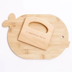 Montessori Mates Wooden Kids Cutting Board + Knife Set