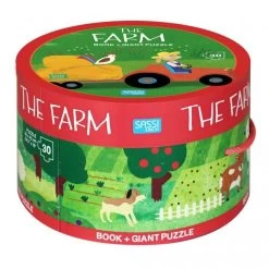 Sassi Book & Giant Puzzle The Farm -30 Pcs