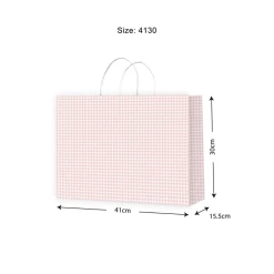 Gift Bag MED Gingham Champagne 410x300x155mm