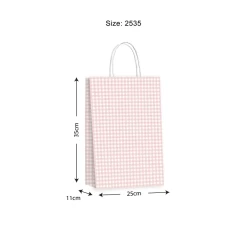 Gift Bag SML Gingham Champagne 250x350x110mm